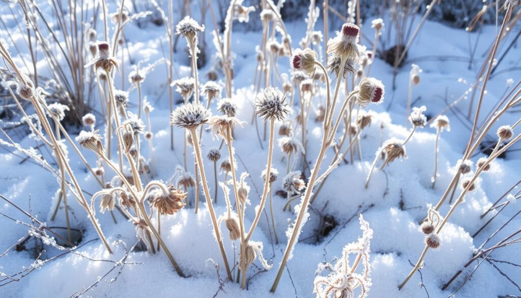 Herbaceous perennials in winter