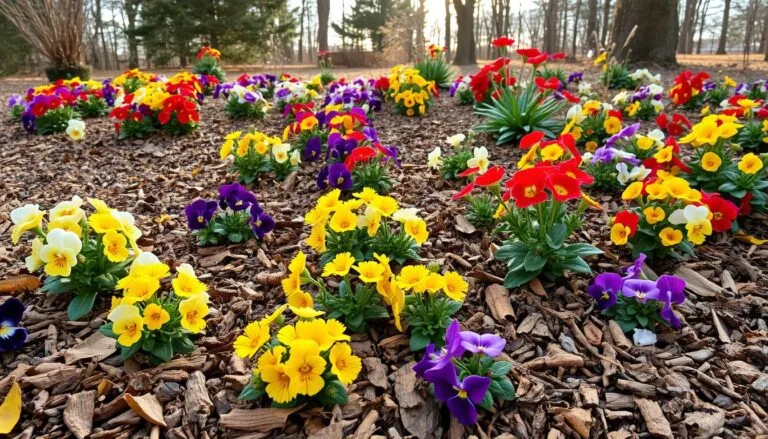 flowers to plant in organic mulch during winter in georgia