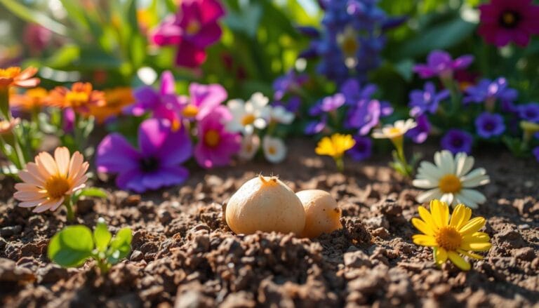 planting potato eyes in flower bed