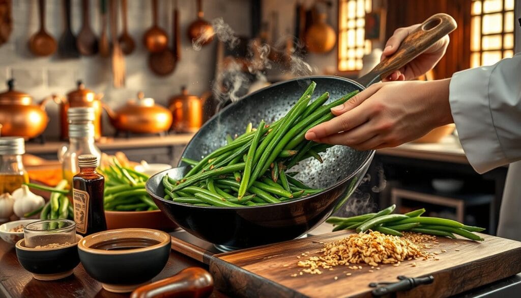 Traditional Chinese Green Beans Cooking Process