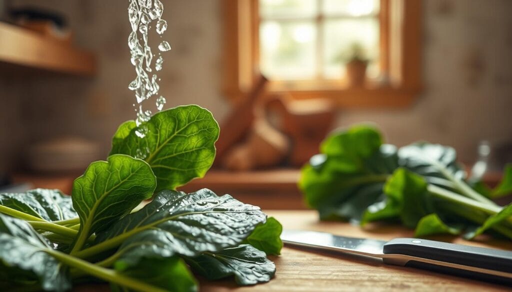 Fresh Collard Greens Preparation